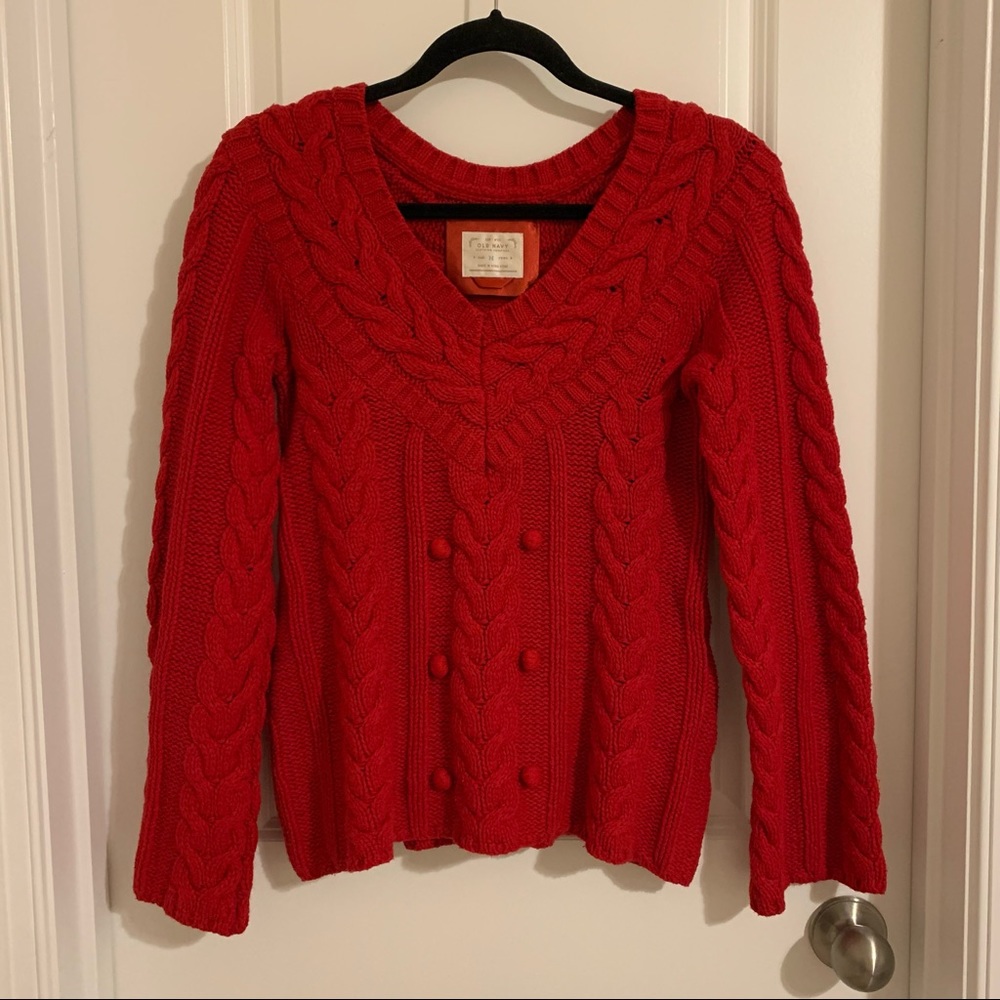 Old Navy Red V-Neck Sweater